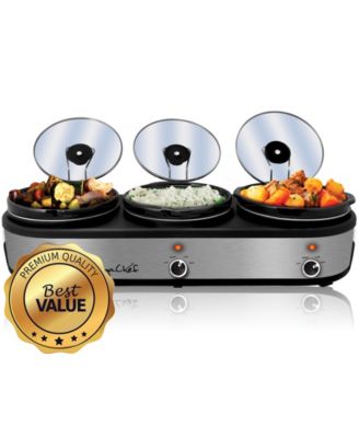 Triple 2.5 Quart Slow Cooker and Buffet Server