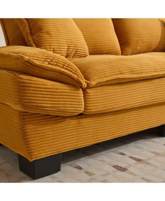 Corduroy Sofa Bed with Plush Pillows