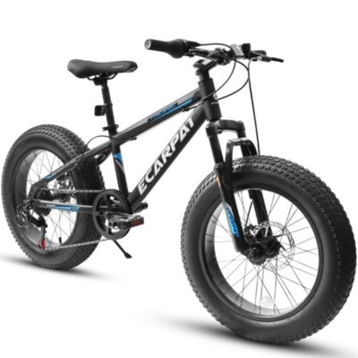 20 inch Fat Tire Bike Adult/Teen Full Shimano 7 Speed Mountain Bike, Dual Disc Brakes, High Carbon Steel Frame, Front Suspension, Mountain Dirt Bike, City Commuter City Bike, Fat Tire Bike