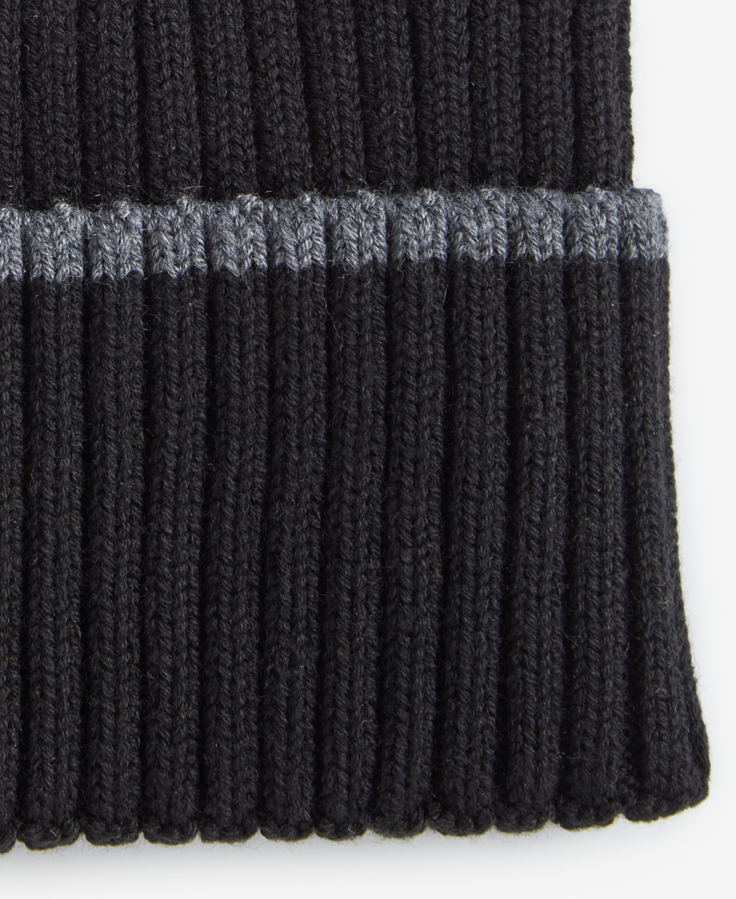 Мужская шапка Cole Haan Heritage Ribbed-knit Tipped Cuffed Beanie, цвет: Caviar — фото 2
