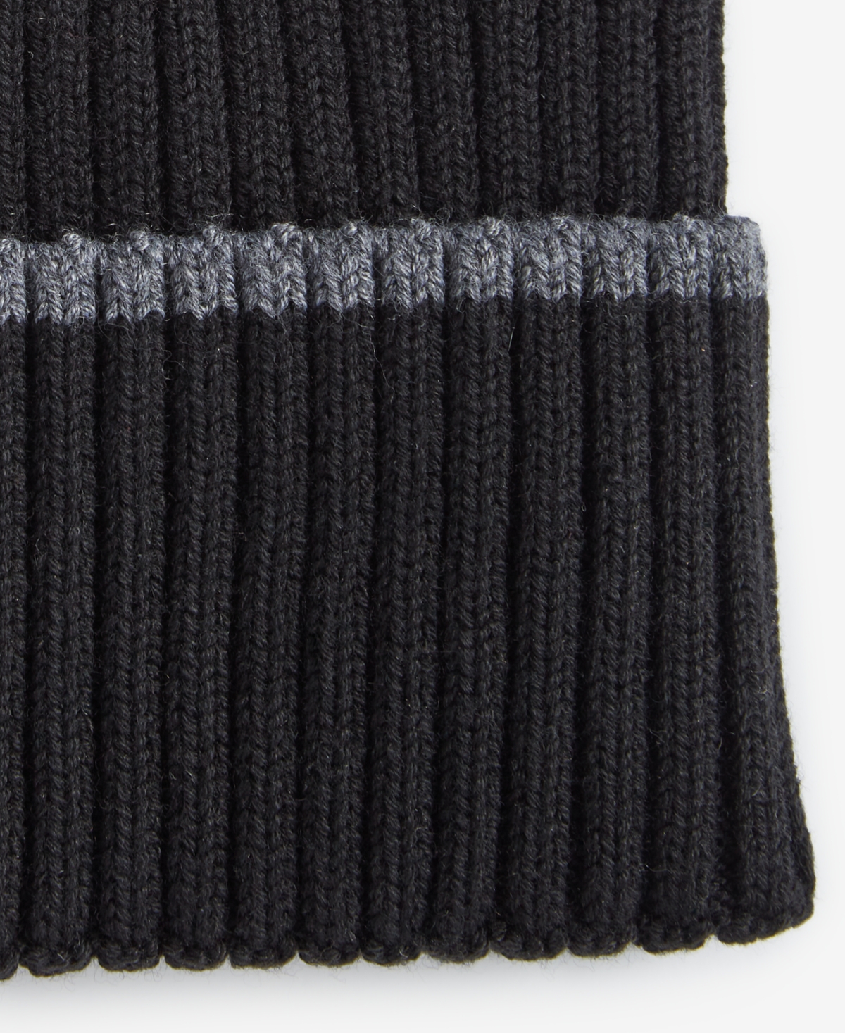 Cole Haan Men's Heritage Ribbed-knit Tipped Cuffed Beanie In Caviar