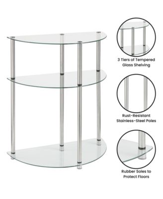 Designs2Go Classic Glass 3 Tier Half-Circle Entryway Hall Table