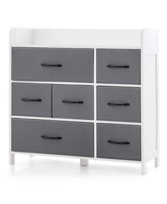7-Drawer Dresser for Bedroom Chest of Drawers with 2 Large Fabric Bins