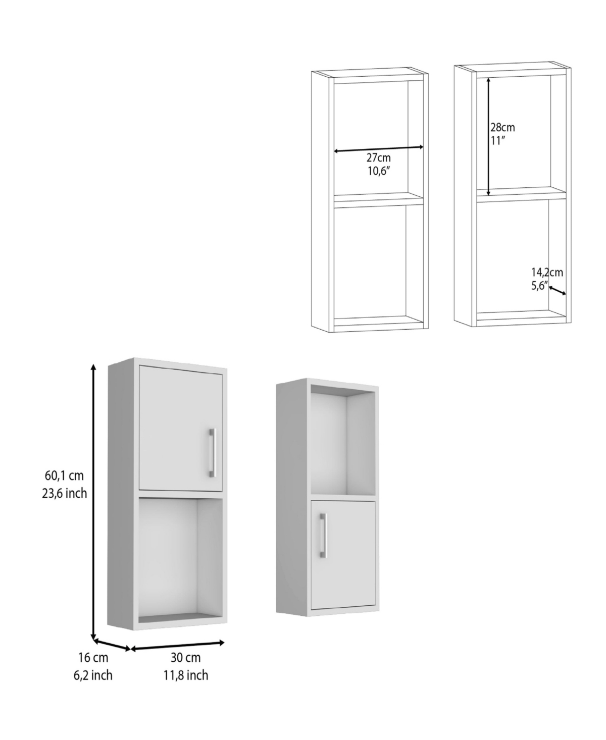 Depot E-Shop Eak 2 Pcs Wall Mounted Bathroom Medicine Cabinet H , Two Doors, Two Shelves