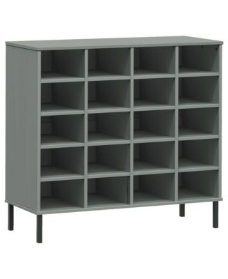 Shoe Rack with Metal Legs Gray 37.4"x13.8"x33.9" Solid Wood OSLO