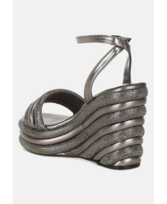 Womens My Bliss Rhinestone Studded Wedge Sandals