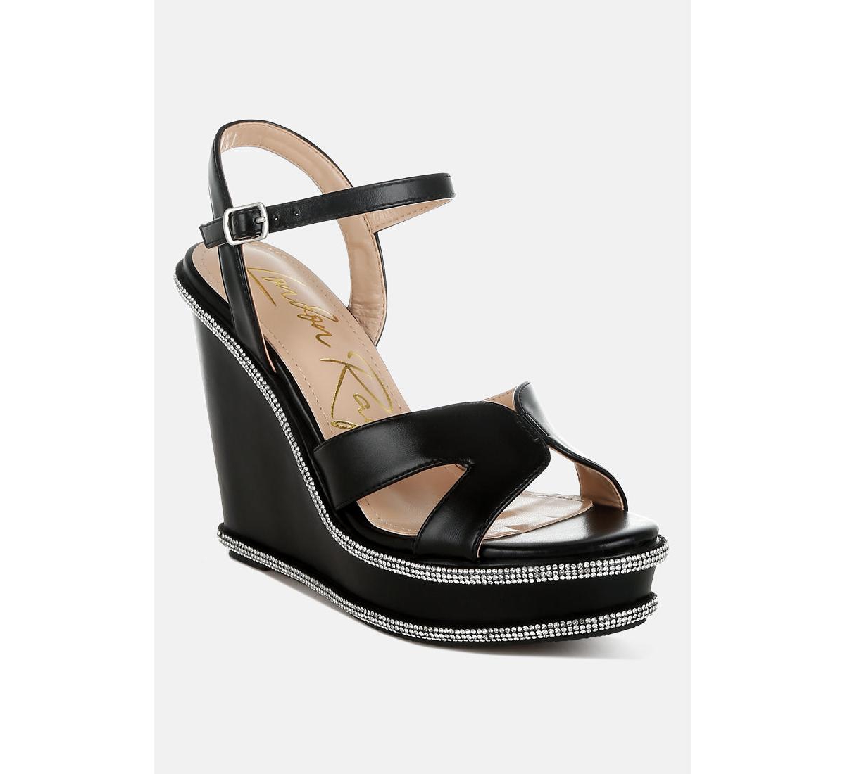 London Rag Regina Rhinestones Embellished Wedge Sandals