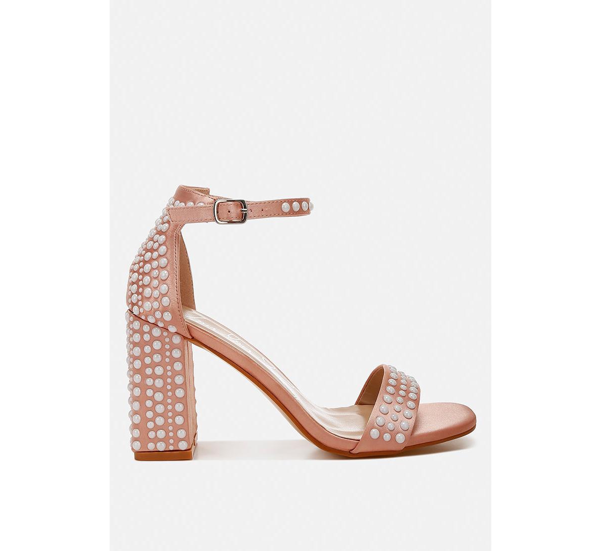 Klebba Pearls Embellished Satin Sandals - Red