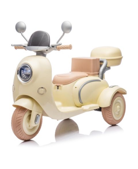 Детская игрушка Streamdale Furniture 3-Wheel Electric Kids Motorcycle with Storage Dual-Seat Ride-On Toy, 3–6 лет, цвет: Бежевый