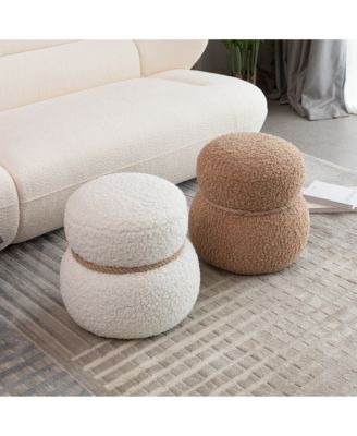 WKJ1Y White snowman stool, Greig plush cushion, playful and cute, suitable for any spacehite