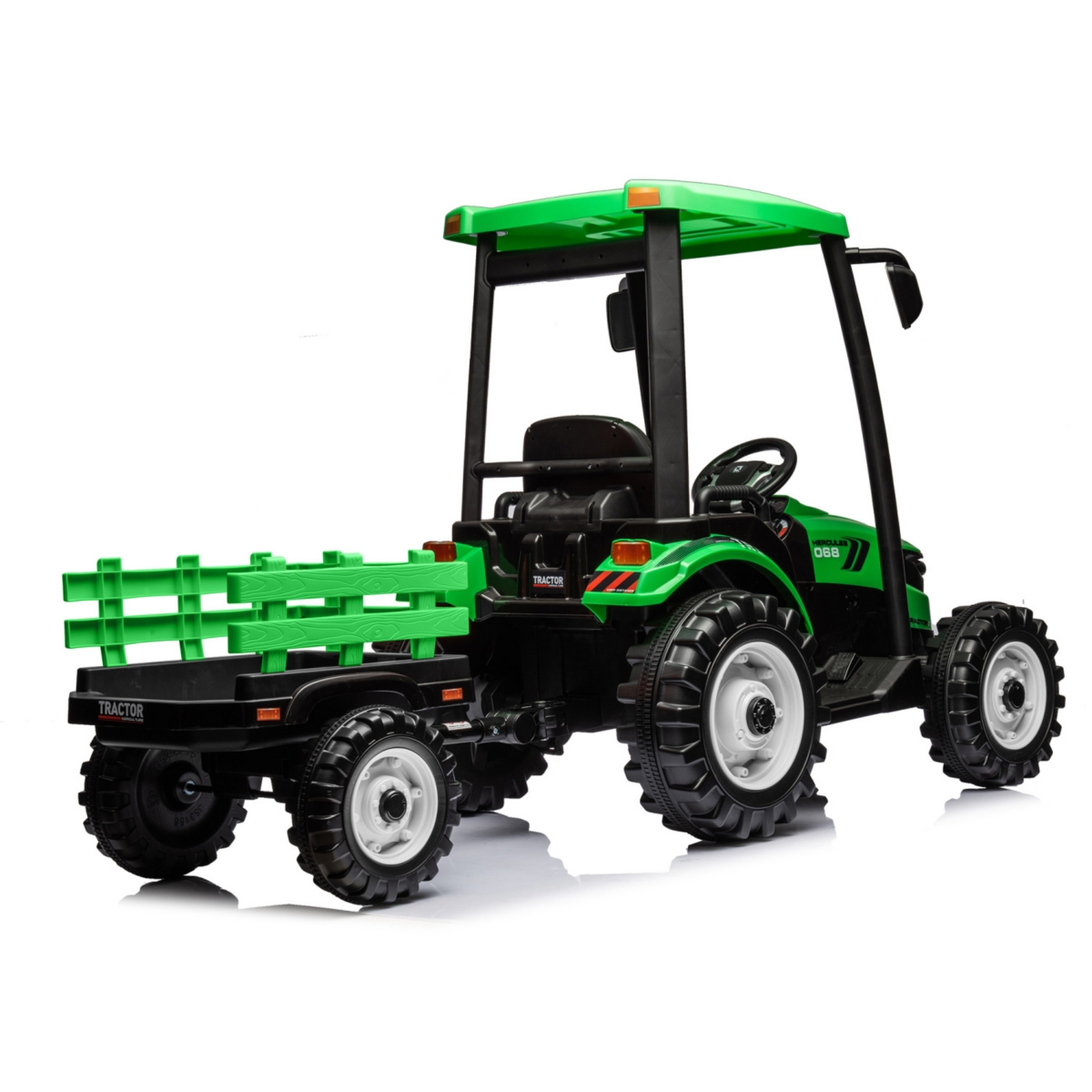 Streamdale Furniture Pedal Tractors with Working Loader and Backhoe Digger, Kids' Ride on Car Toys 24V Battery Powered Electric Vehicles with Trailer