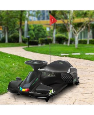 12V Electric Go Kart, 5 MPH Drifting Car, Battery Powered Ride on Toy Outdoor with Slow Start, Music, Colorful Lights, for 8-12 Years Old, Black