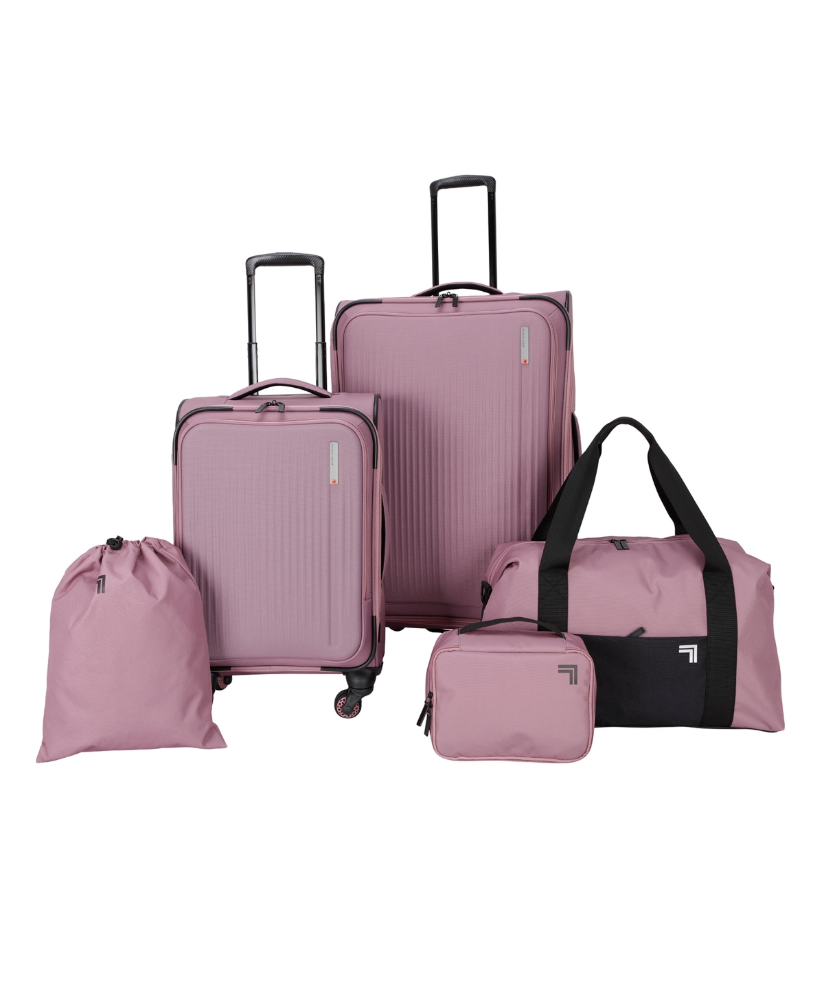 Sharper Image Travel Eva Molded 5 Piece Softside Luggage Set In Dirty Rose