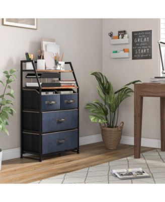 4-Drawer Free Standing Storage Dresser with 2 Open Shelves