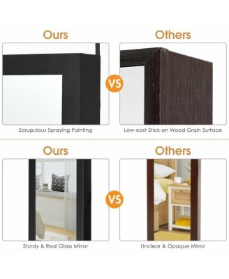 Full Length Mirror Jewelry Cabinet with Ring Slots and Necklace Hooks