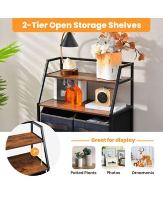 4-Drawer Free Standing Storage Dresser with 2 Open Shelves