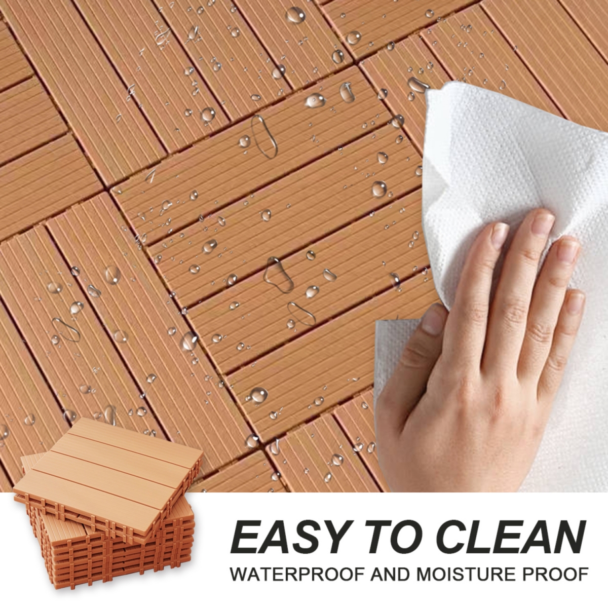 Streamdale Furniture Plastic Composite Deck Tiles Set of 35pcs, Composite Decking Resist Rust, Water, Weather, Indoor&Outdoor, Easy to Diy & Maintain