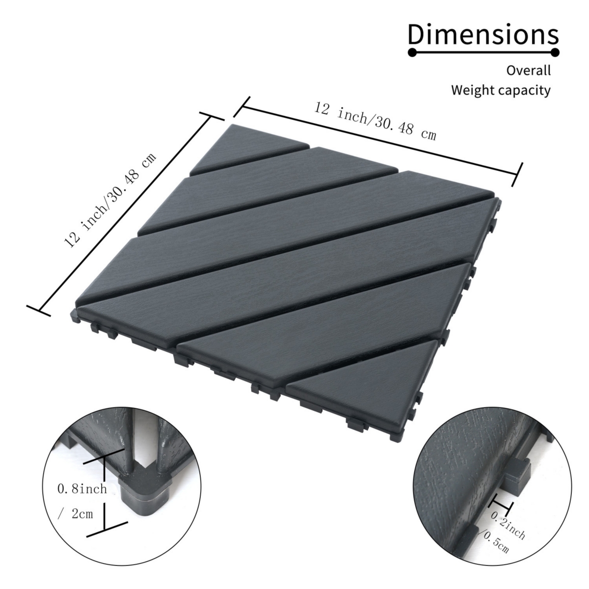 Streamdale Furniture 27-Pack Plastic Interlocking Deck Tiles - 12