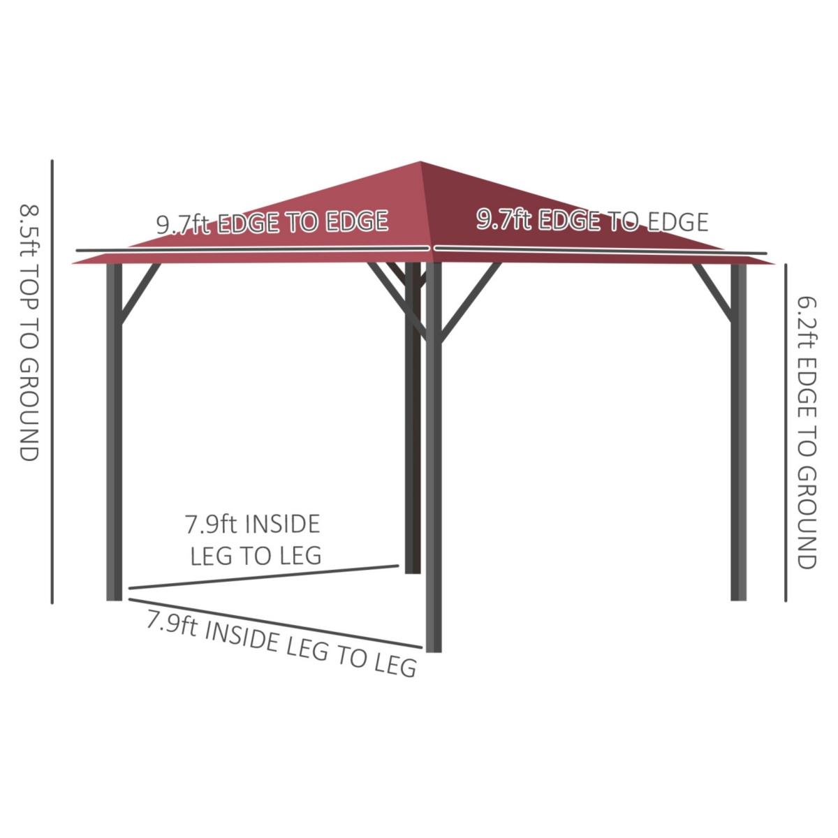 Streamdale Furniture 10' x 10' Patio Gazebo Aluminum Frame Outdoor Canopy Shelter with Sidewalls, Vented Roof for Garden, Lawn, Backyard, and Deck, Wi
