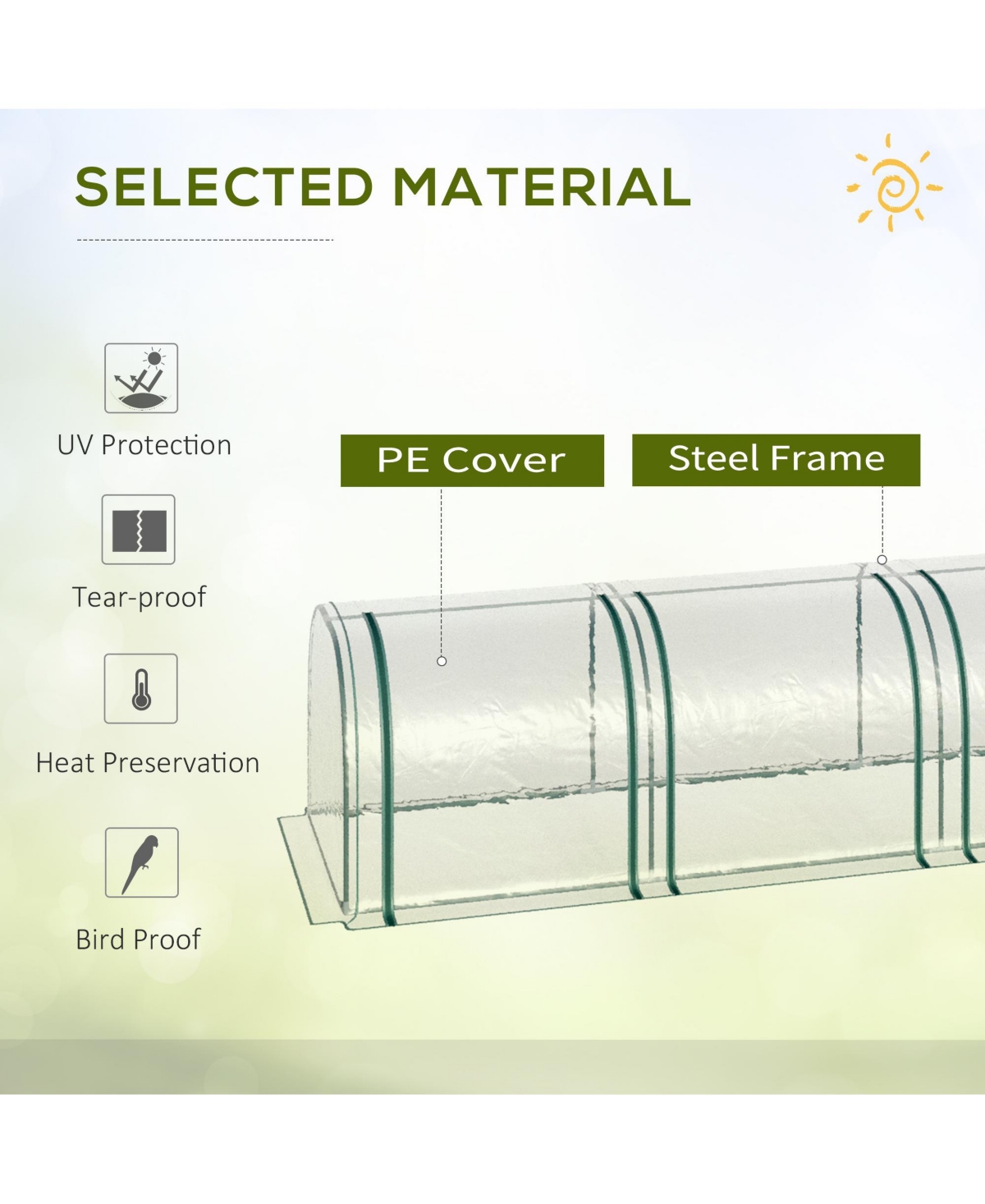 Streamdale Furniture 10' x 3' x 2.5' Mini Greenhouse, Portable Tunnel Green House with Roll-Up Zippered Doors, Uv Waterproof Cover, Steel Frame
