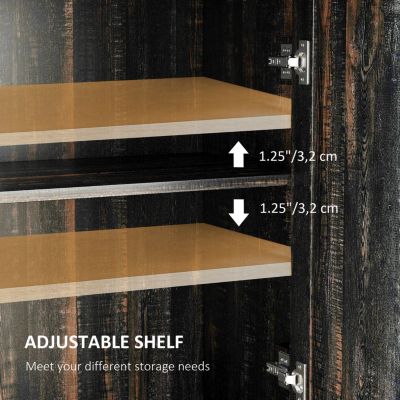 Farmhouse Barn Door Accent Cabinet, Kitchen Sideboard Storage Cabinet with Double Doors, Drawer, and Adjustable Shelf for Bedroom, Living Room, Dark Brown