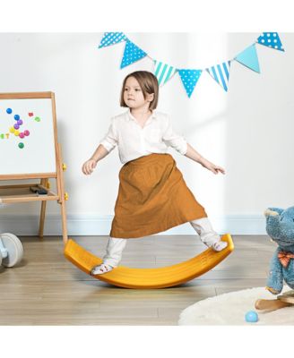 Kids 32" Balance Board, Wobble Board for Kids / Toddlers, Curvy Rocker Board, Preschool Learning Montessori Waldorf Toy for Ages 3-6 Years Old, Orange