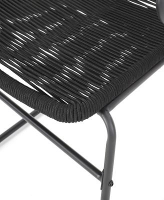 Modern Rope Weave Outdoor Chairs With Iron Frames