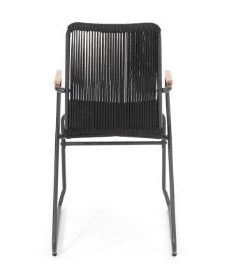 Modern Rope Weave Outdoor Chairs With Iron Frames