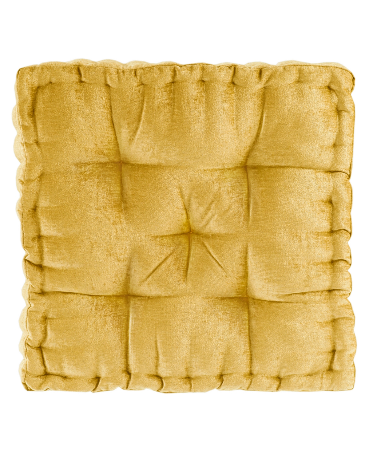 Intelligent Design Azza Chenille Decorative Floor Pillow, 20" X 20" In Yellow