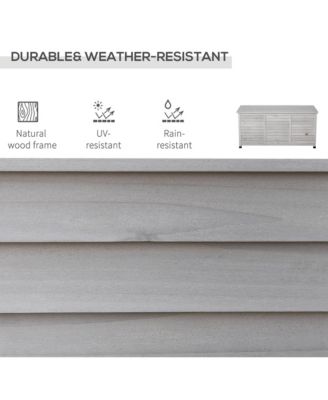 75 Gallon Wooden Deck Box, Outdoor Storage Container with Aerating Gap & Weather-Fighting Finish, Grey