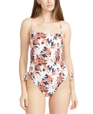 Volcom - Juniors' Check Mate Printed Side-Tie One-Piece Swimsuit
