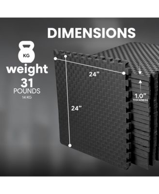 BalanceFrom Fitness 72 Sq Ft Interlocking EVA Foam Exercise Mat Tiles, Black