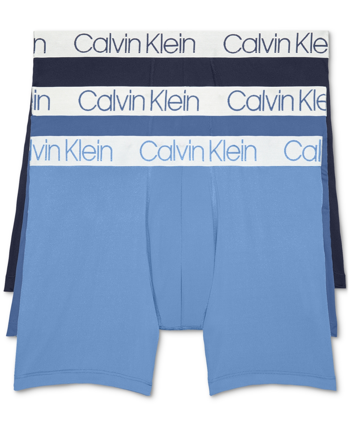 Calvin Klein Men's 3-pack Chromatic Microfiber Boxer Brief Underwear In Peacoat,delft,silver Lake Blue