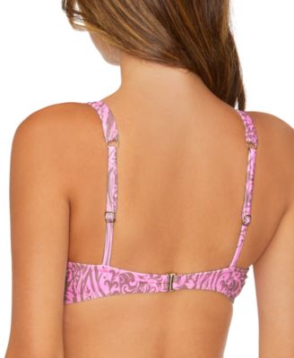 Juniors' Printed Cutout Bikini Top 