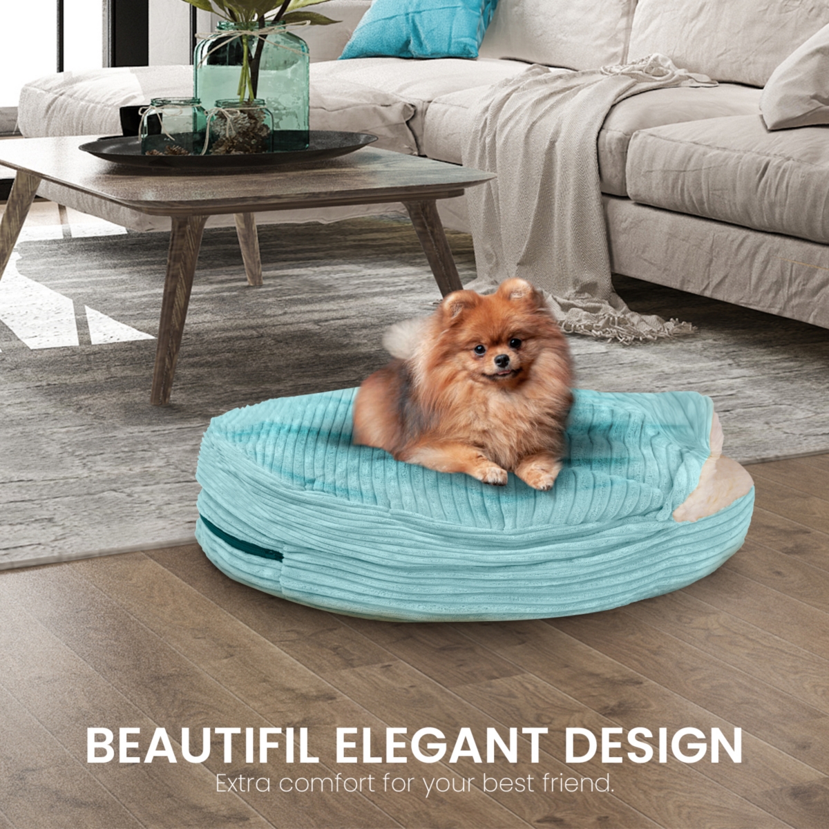 Details Cozy Pet Bed Cave, Hooded Dog Bed Dome for Small Dogs, Washable Pouched Beds in Corduroy and Sherpa Lined