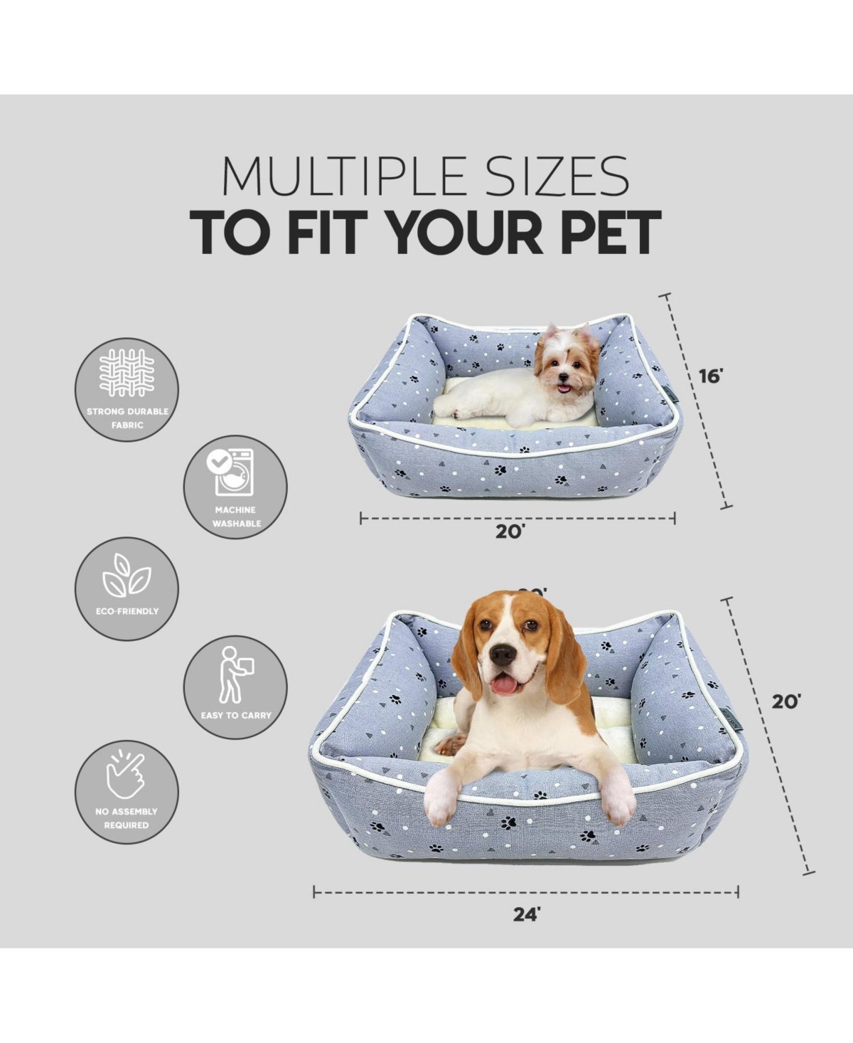 Paw & Decor Paws and DecorAll Over Paws & Dogs Cuddler Pet Bed, Stellar Design Printed Dog Cat Beds, Durable & Ultra-Plush Material