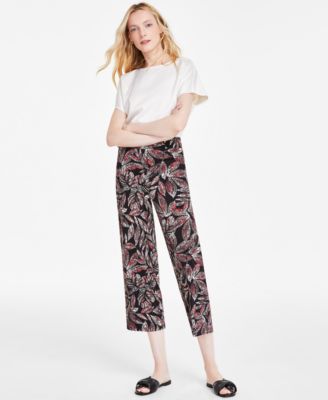 Jones New York - Women's Printed Moss Crepe Wide-Leg Pull-On Pants