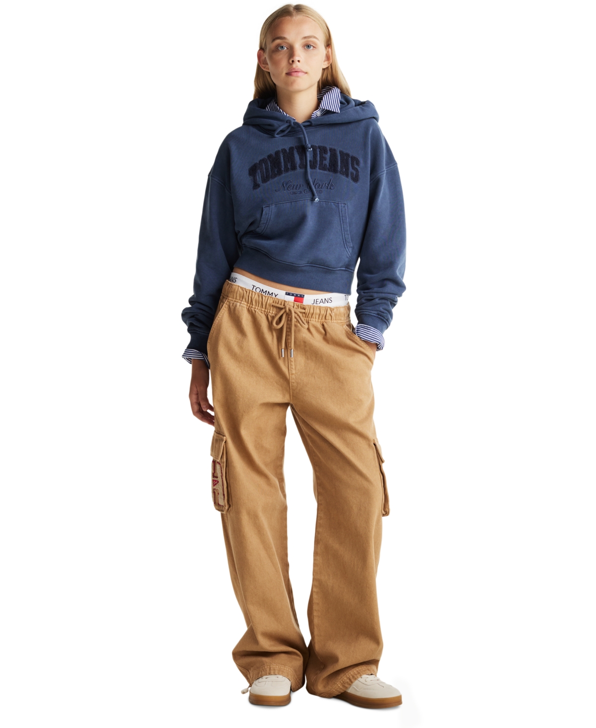 Tommy Jeans Women's Boxy Cropped Garment Dyed Varsity Hoodie