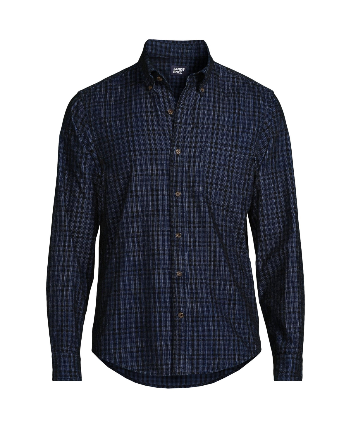 Lands' End Men's Pinwale Corduroy Shirt -black check