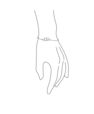 Minimalist Delicate BFF Working Lock Handcuff Bangle Bracelet CZ Accent .925 Sterling Silver