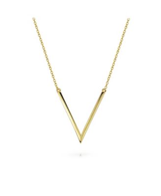 Minimalist Geometric Chevron V Pendant Necklace 14K Gold Plated Silver
