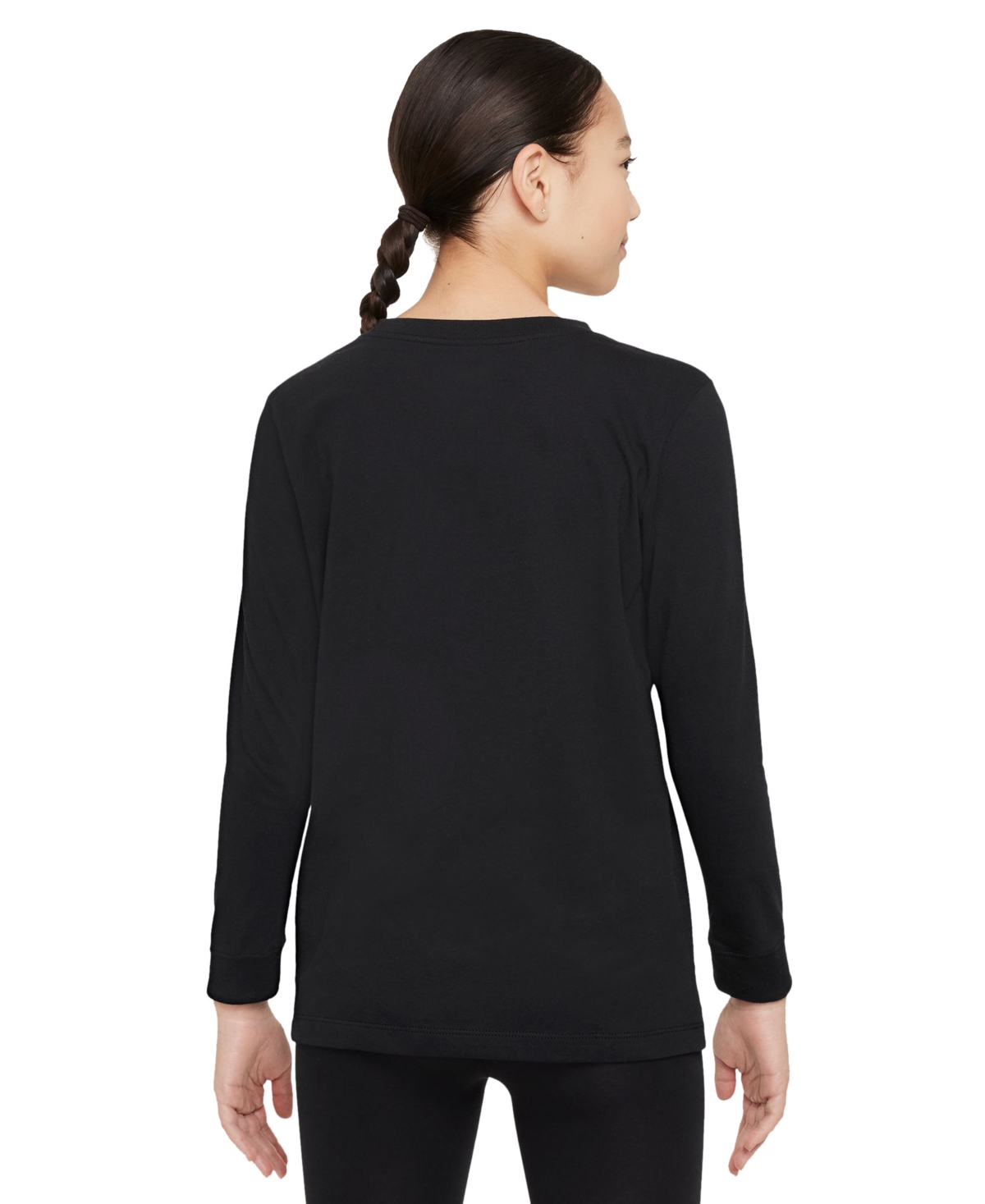 Nike Big Kids Sportswear Logo Embroidered Long-sleeve T-shirt In Black