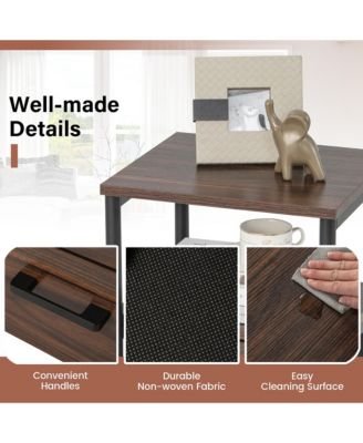 2PCS Nightstand Bedside End Table with 2 Fabric Drawers & Storage Shelf