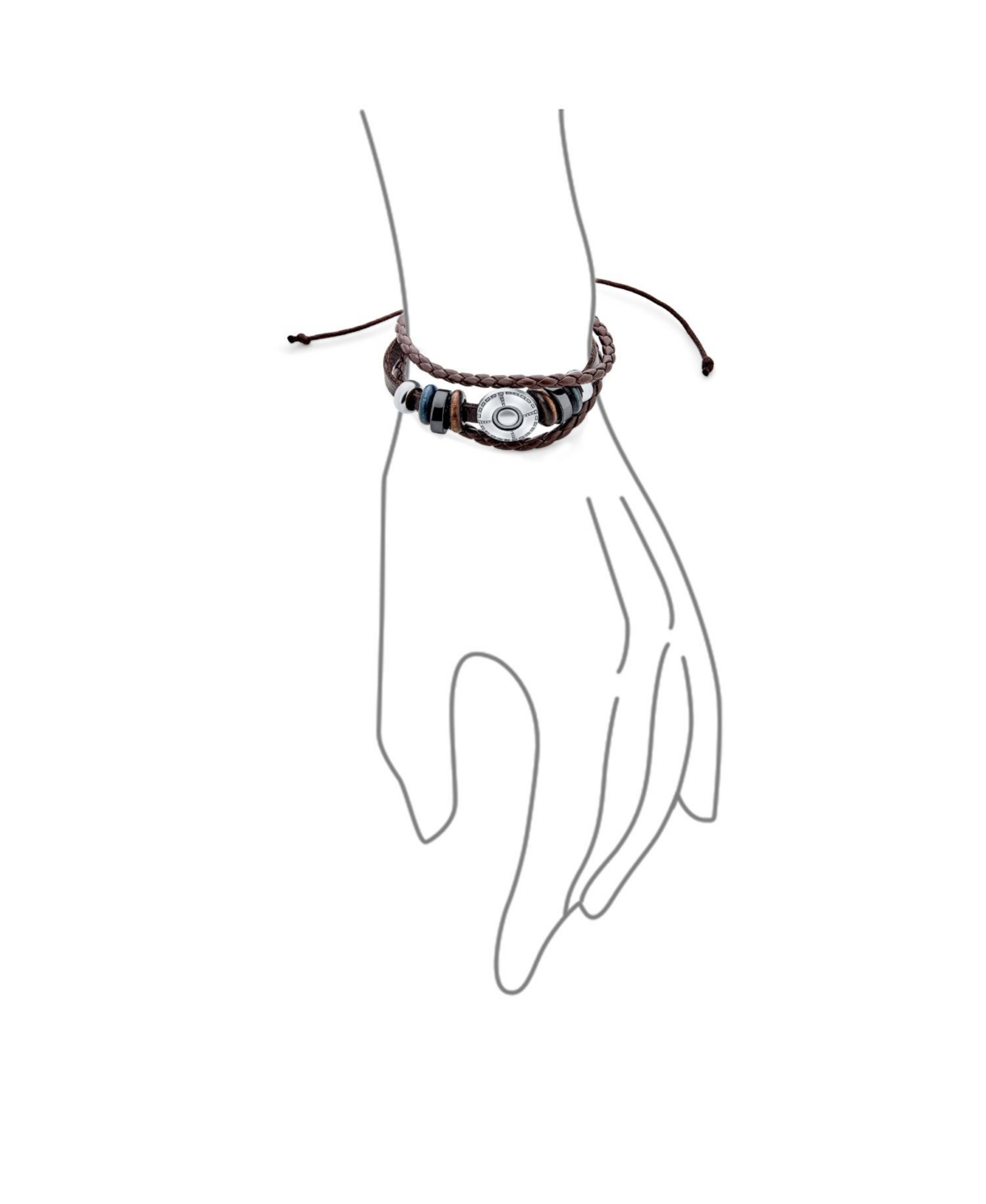 Bling Jewelry Retro Boho Concho Leather Rope Triple Wrap Multi Layer Charm Bracelet Adjustable