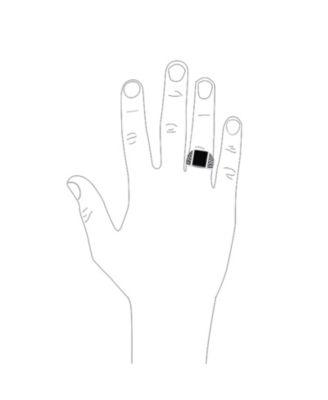 Brick Accent Statement Rectangle Natural Black Onyx Signet Ring