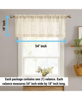 Linda Faux Linen Textured Semi Sheer Privacy Light Filtering Transparent Thick Half Short Rod Pocket Curtain Valance Topper Small Windows