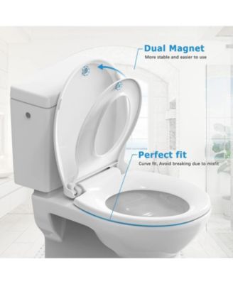 2-Pack Slow-Close Round Toilet Seats with Built-In Toddler Potty Training Feature and Magnetic Attachment