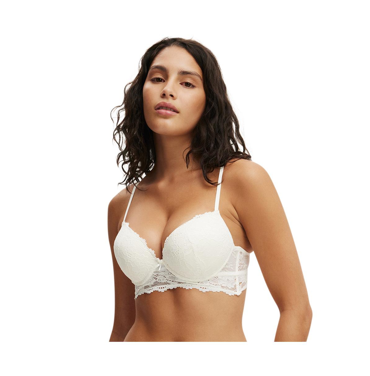 Cotton On Women's Everyday Lace Longline Push Up 2 Bra