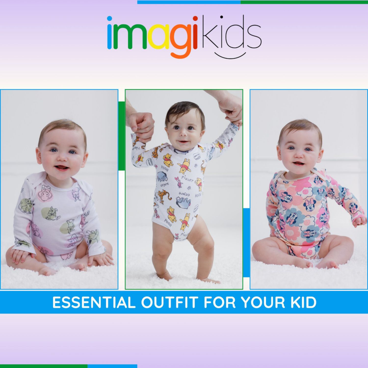 Baby Girls Dumbo Simba 3 Pack Cosplay Bodysuits