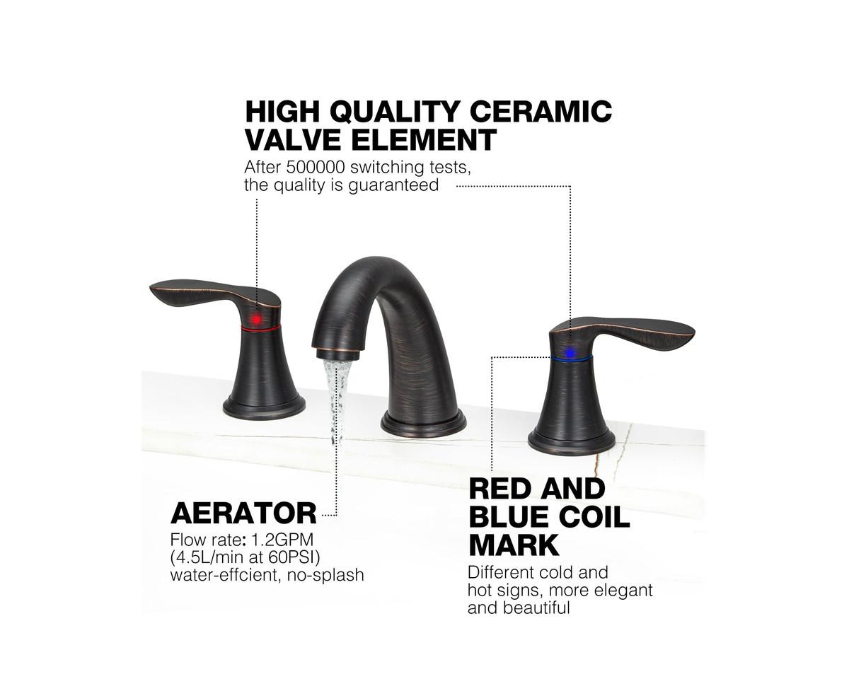 gaomon Bathroom Faucets for Sink 3 Hole, Widespread Brushed Nickel Bathroom Faucet with Pop up Drain and cUPC Lead-Free Hose,2 Packs